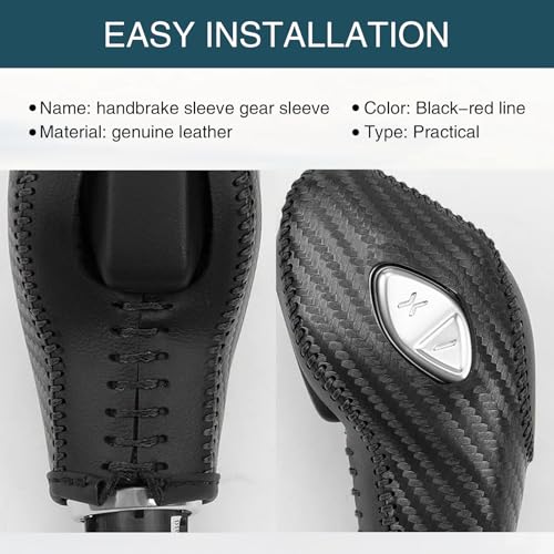 UGSHY 1 PC Car Leather Gear Shift Knob Cover, Automatic Transmission Car Boots Shifter Lever Knob Trim, Compatible with Ford Maverick Esports Mondeo Carnival Edge Escort (Black)