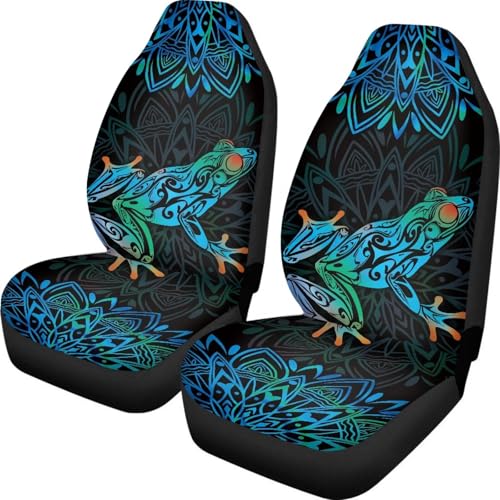 Boho Mandala Car Seat Covers for Front Seats Bohemian Tree Frog Decorative Car Seat Covers Front Set Driver Seat Cover for SUV,Vans,Sedans,Trucks - color: Boho Mandala Tree Frog