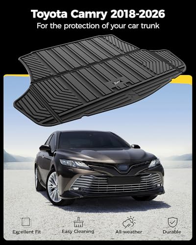 3W Trunk Mat for Toyota Camry 2018-2026 & Toyota Avalon 2019-2022, TPE All-Weather Trunk Liner, Hybrid/L/LE/SE/TRD/XLE/XSE Models, Black - style: 5. Camry|18-26|Cargo Liner
