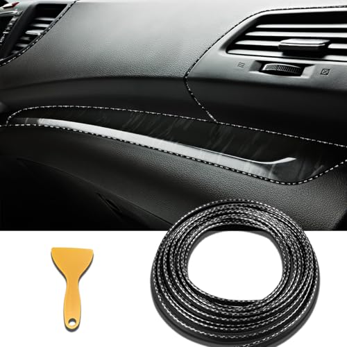 Car Interior Moulding Trim Strips, 33Ft/10M Universal Electroplating Decoration Filler Insert Strips, Styling Dashboard DIY Flexible Strip with Installing Tool (Carbon Fiber) - color: Carbon Fiber