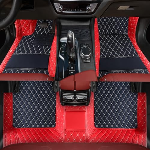 Custom Personalized Floor Mats for Cars，Luxury Full Coverage All Weather Car Floor Mats，Anti-Slip Leather Car Mat Set ，Custom Floor Mats for 99% of Cars, Trucks & SUVs (3D red and Black) - color: 3D red and black