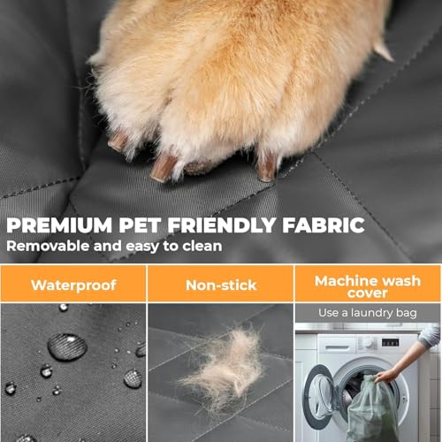 FUNNY FUZZY Dog Car Seat Cover, Back Seat Extender for Dogs - 420Lb Hard Bottom Waterproof Pet Car Seat Cover, 600D Heavy Duty Pet Hammock with Non-Slip Bottom for Cars, SUV, Trucks - color: Grey