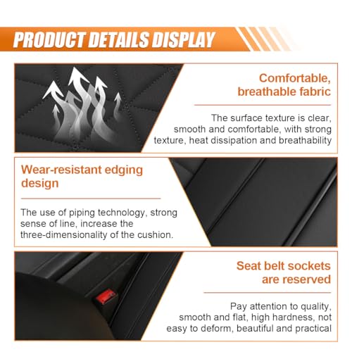 Luxury Faux Leather Car Seat Cover, Anti-Slip Waterproof Universal Front Bottom Seat Protector with Storage Pocket, Triangular Pattern Vehicle Seats Cushion for Sedans, SUVs, Trucks (2PCS&Black) - color: 2PCS&Black