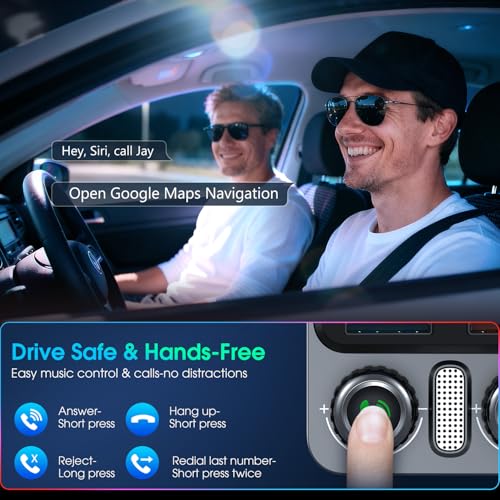 Bluetooth 5.4 Car Adapter 48W Charging USB Bluetooth Adapter for Car,Wireless Fm Transmitter Radio,Song Switching,Handsfree Calling and Audio Receiver,HiFi Music Player,Matrix LED Effects
