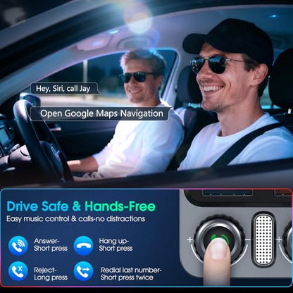 Bluetooth 5.4 Car Adapter 48W Charging USB Bluetooth Adapter for Car,Wireless Fm Transmitter Radio,Song Switching,Handsfree Calling and Audio Receiver,HiFi Music Player,Matrix LED Effects