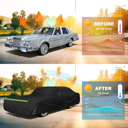QUNSUNUS Car Cover for Lincoln Town 1981-2012, Waterproof Car Covers with Cotton Lining, All Weather Town Cover with Straps and Zipper for Wind, Sun and Dust Protection - color: for Lincoln Town 1981-2012