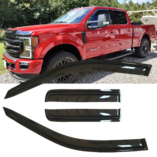Original 4pcs Window Shade, Outside Mount Tape-On Rain Guards Set, Side Window Visors Compatible with Ford F-150 2015-2024 Crew cab 2017-2024 F250/F350 Super Duty Crew cab 94975 - size: For F-150/F250/F350 Crew cab