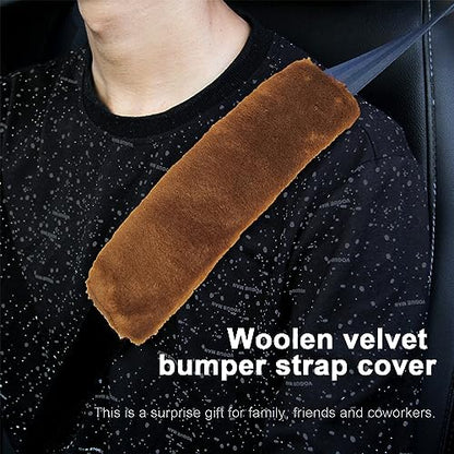 Ziciner 2 Packs Car Seatbelt Covers Shoulder Pad, Universal Soft Faux Sheepskin Shoulder Cover for Comfortable Driving, Fluffy Seat Belt Protector Help to Protect Your Neck and Shoulder (Brown) - color: Brown