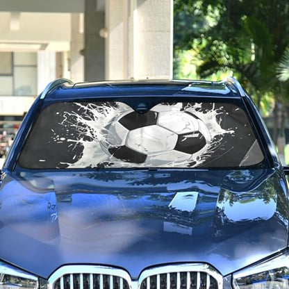 Windshield Sun Shade Soccer Ball Front Window Block UV Shades Visor Reflective Retractable for Car SUV Trucks, c539s1091 - color: F004