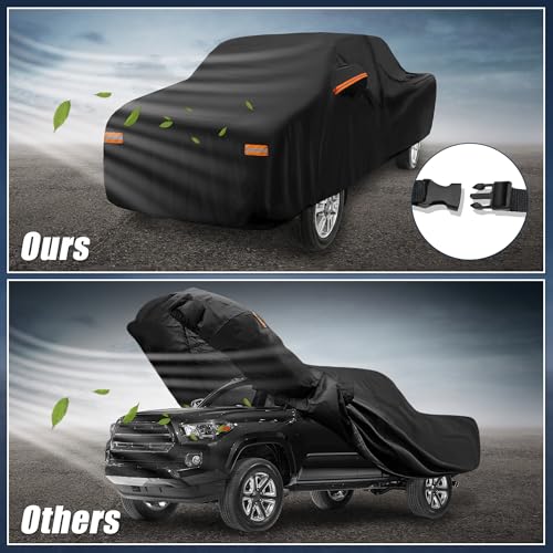 X AUTOHAUX Car Cover for Toyota Tacoma Crew Cab Pickup 2005-2021 Aluminum Film Outdoor Waterproof Sun Rain Snow Hail Protection with Driver Door Zipper - size: for Toyota Tacoma Crew Cab Pickup 2005-2021