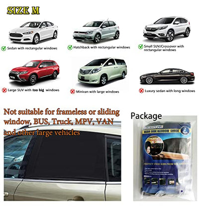 Car Window Sun Shade Cover -2 Pack Breathable Mesh Rear Side Window Shade Sunshade UV Protection for Baby Kids Pet Size M, Mosquito Net Curtain Fit for Most(95%) of Cars, Cover Full Window - size: Medium-Rear Window