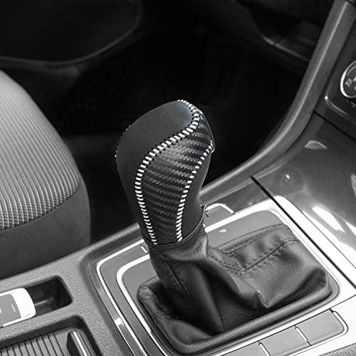 JIECHEN Auto Car Leather Gear Shift Knob Cover for Golf Jetta Passat Tiguan Atlas Beetle GLI Eos CC Golf TDI E-Golf Golf Sportwagen Jetta Hybrid Golf R Golf GTI Jetta Accessories (White) - color: White