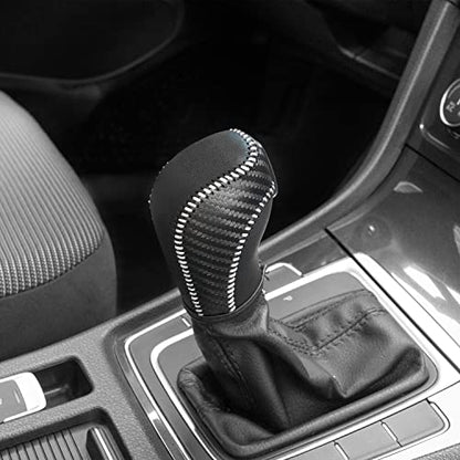 JIECHEN Auto Car Leather Gear Shift Knob Cover for Golf Jetta Passat Tiguan Atlas Beetle GLI Eos CC Golf TDI E-Golf Golf Sportwagen Jetta Hybrid Golf R Golf GTI Jetta Accessories (White) - color: White