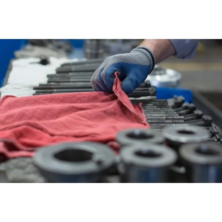 White & Red Shop Towels – Reusable Cotton Rags, Lint-Free & Heavy – Duty Cleaning Towels for Garage, Auto & Industrial Use (100, Red) - color: Red
