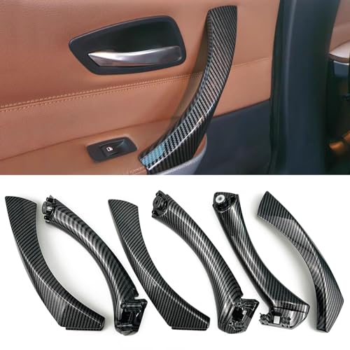 Car Door Handle Compatible with BMW 3 Series E90 E91 2006-2012 Interior Door Pull Handles Replace Cover Assembly for 323i 325i 328i 330i 335i (Carbon Fiber Color) - color: Carbon fiber color