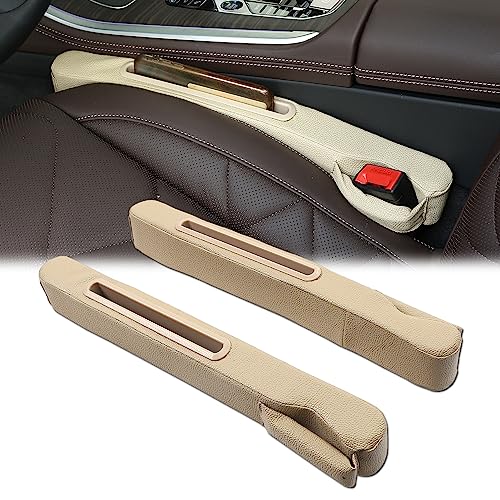 Car Seat Gap Filler 2 Pack,Car Seat Gap Filler Organizer,Car Seat Gap Plug with Storage Slot,3 in 1 Car Seat Gap Filler,Prevent Small Items from Falling(Beige) - color: beige