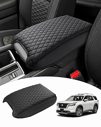 Shademax Custom Fit for Center Console Cover Nissan Pathfinder 2025 2024 2023 2022 2026 Armrest Cushion Pad Cover PU Leather Pathfinder Accessories Anti-Scratch Black - size: Size for Nissan Pathfinder 2022-2026
