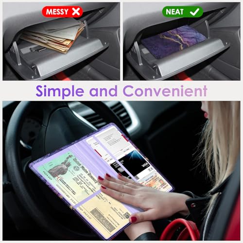 Car Registration and Insurance Holder，Colour Patterns Men Women Car License Document Registration and Insurance Card Holder - color: Purple Marble
