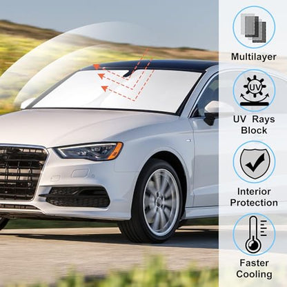 Windshield Sun Shade Custom Fit for 2014-2020 Audi A3 Accessories Foldable Sunshade Sun Blocker Protect Car from Sun Rays & Heat Damage Keep Car Cooler - size: Fit Audi A3 2014-2020