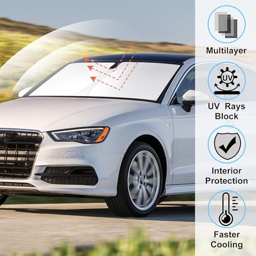 Windshield Sun Shade Custom Fit for 2014-2020 Audi A3 Accessories Foldable Sunshade Sun Blocker Protect Car from Sun Rays & Heat Damage Keep Car Cooler - size: Fit Audi A3 2014-2020