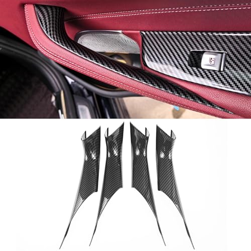 Interior Door Handles Protective Covers for BMW 5 Series G30 G31 2017-2022 Car Interior Door Pull Handle Covers for 520i 520d 525d 530e 530i 540d 540i 550i (4PCS Carbon Fiber Color) - color: 4PCS Carbon fiber color