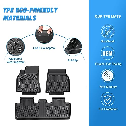 Nilight TPE Floor Mats for Tesla Model Y 5-Seat 2021 2022 2023 2024 2025 All Weather Custom Fit Heavy Duty Floor Liners - color: 2021-2024 Model Y 5 Seat