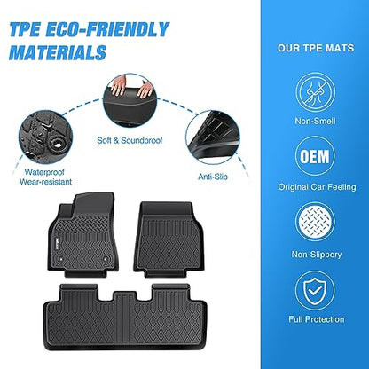 Nilight TPE Floor Mats for Tesla Model Y 5-Seat 2021 2022 2023 2024 2025 All Weather Custom Fit Heavy Duty Floor Liners - color: 2021-2024 Model Y 5 Seat