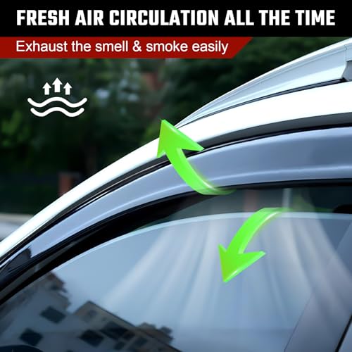 Rain Guards Compatible with Chevrolet Silverado 1500 Crew Cab 2014 2015 2016 2017 2018 Durable Tape-on Side Window Deflector Wind Deflectors GMC Sierra 1500 2014-2018 Rain Guard Black 4 PCS - size: Fit for 2014-2018 GMC Sierra Tape-on