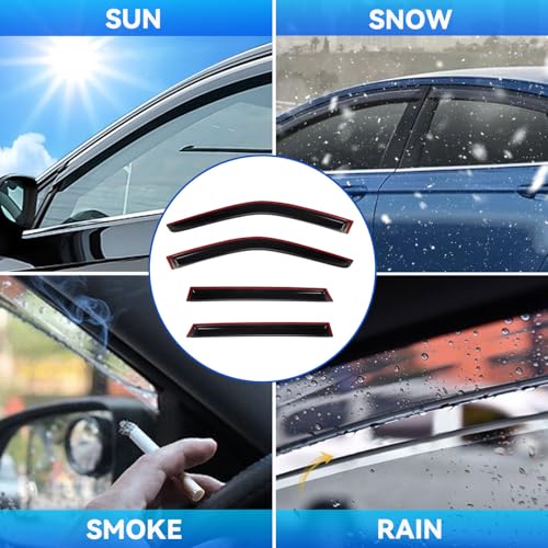 4pcs Smoke Tint Sun Rain Guard Vent Window Visors Compatible with 2014-2018 BMW X5 F15, Outside Mount Tape On Style Acrylic Set of 4 Front+Rear - size: Compatible with 2014-2018 BMW X5 F15