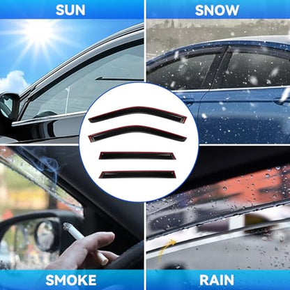 4pcs Smoke Tint Sun Rain Guard Vent Window Visors Compatible with 2014-2018 BMW X5 F15, Outside Mount Tape On Style Acrylic Set of 4 Front+Rear - size: Compatible with 2014-2018 BMW X5 F15