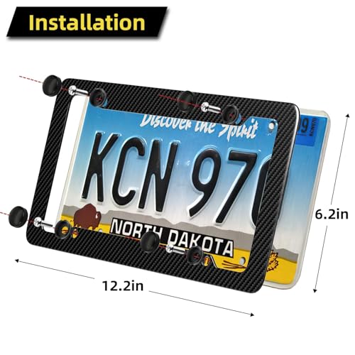 Carbon Fiber License Plate Frame, Glossy Waterproof Plastic Number Plate Frame Print Carbon Fiber Pattern for Man and Women (with Fasteners and Screws) 2 Pack - color: Carbon fiber
