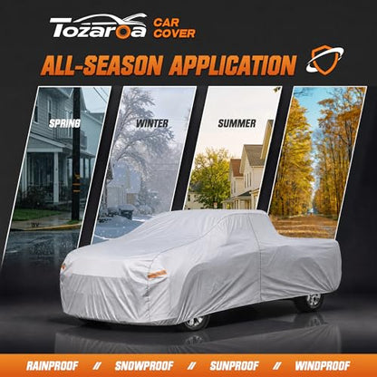 Car Cover Waterproof All-Weather,Heavy-Duty Outdoor Full Exterior Automobiles Snow Cover for Truck Cover with Camper Shell Topper 211-228 inch,with Windshield Sun Shade,Towel&Storage Bag - size: Fit Truck 211-228 inch(PK-L with Shell Topper)