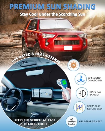 Custom Fit 4-Runner Windshield Sunshade for 4Runner 2010-2024 2025 4-Runner 5th Gen SUV, SR5 Trail Limited Front Window Shield Cover for Windshield Sun Visor Protector Block UV Car Accessories - size: Fit 4-Runner toyota 2010-2023
