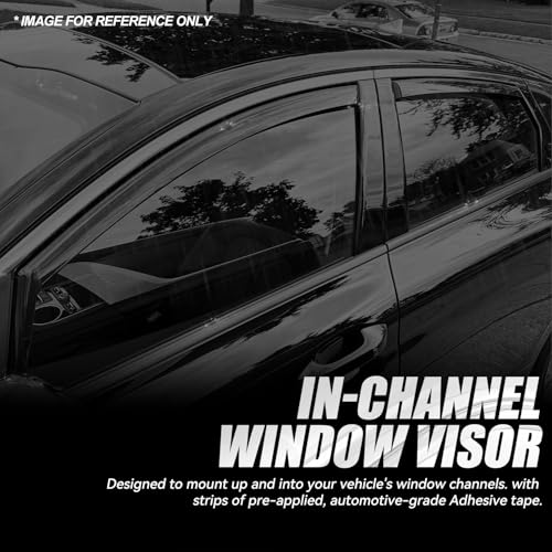 Auto Dynasty in-Channel Window Visors Compatible with 2016-2025 Chevrolet Malibu, 4Pcs Front Left Right Window Deflectors Rain Guards Sun Wind Air Side Vent Shade, Glossy Black