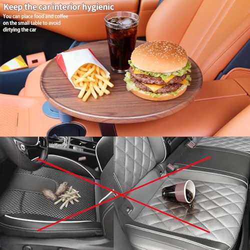 Car Tray & Car Desk for Laptop with 360° Rotating Wooden Car Laptop Mount Car Table Car Food Tray – Universal Steering Wheel Table for Tesla Model Y/3/S, Ford F-150 Explorer & Most Vehicles - size: Center Consoles Car Tray