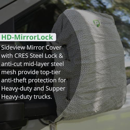 HD-MirrorLock for Heavy-Duty Trucks, Vehicle Side Mirror Covers Set, Anti-Theft Lock, UHMWPE, HPPE, 304 CRES Steel Mesh, Fits Most Pickup Trucks, Protection from Ice (16 x 14 x 6 Inches) - size: 16 X 14 X 6 Inches
