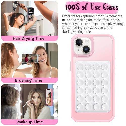 LvShuLiangPin 2 Pack Silicone Suction Phone Case Mount, Silicon Adhesive Phone Grip for Smartphones, Hands-Free Mirror Shower Phone Holder for Selfies, Tiktok Videos (Light Pink) - color: Light Pink
