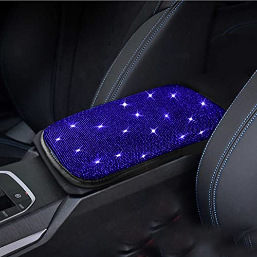 Bling Bling Car Armrest Cover Auto Center Console Protective Cover Luster Crystal Rhinestone Car Arm Rest Cushion Pad Car Interior Accessory (Bling-Blue) - color: Bling-Blue