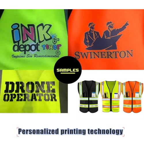 High Visibility Reflective Safety Vest with Pockets Custom Your Logo Safety Workwear - color: Luminous Red, size: XX-Large