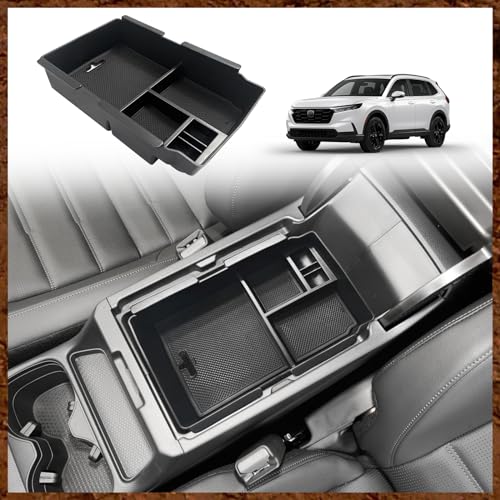 Muslogy Center Console Organizer with Coin Holder Compatible with Honda CRV & CRV Hybrid 2023 2024 2025 2026 LX EX Sport EX-L Sport Touring Hybrid Accessories (Black) - style: V2 Console Organizer W/ Coin Holder