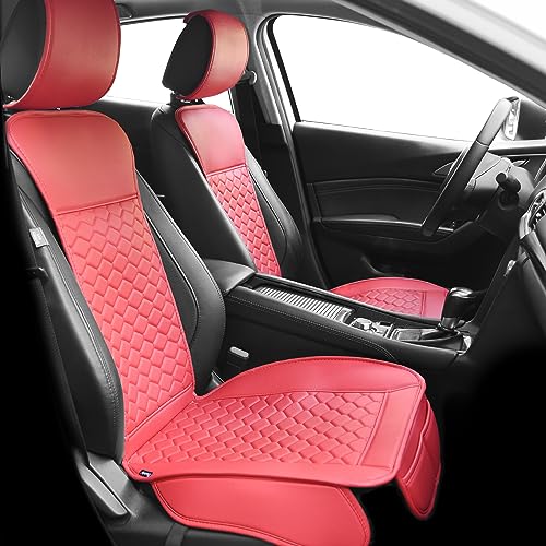 Elantrip 2PCs Front Car Seat Covers Leather Car Seat Protector Universal fit for Most Cars SUVs and Trucks Water Proof Seat Protector Red - color: Red, size: Front Set
