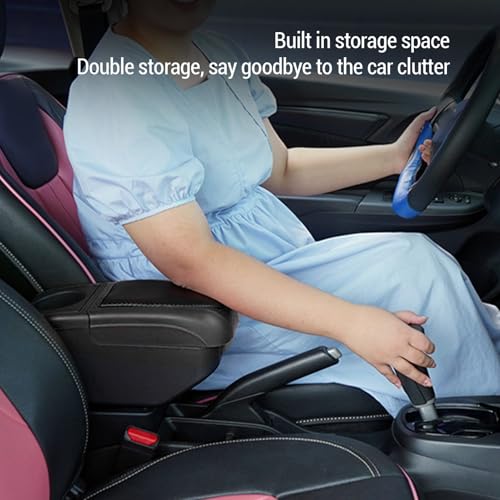Acouto Car Armrest Box with 6 USB Charging Ports - Double Layer Console for SUV, Truck, and Car (Black) - color: Black