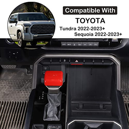 Aunginsy Car Gear Shifter Hand Brake Trim Cover Compatible with Toyota Tundra 2022+, Sequoia 2023+ & Tacoma 2024+, Automatic Center Console Gear Shift Head Knob Scratch Protector Cover ABS Accessories - color: Red(A)