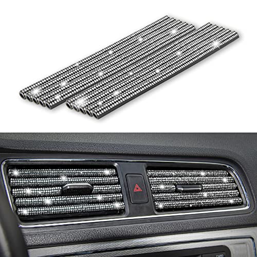 LivTee Bling Car Air Vent Outlet Moulding Trim, 10PCS Car Air Conditioner Decoration Strip, Bling Rhinestone Diamond Car Interior Accessories for Women and Teens, White - color: Bling White