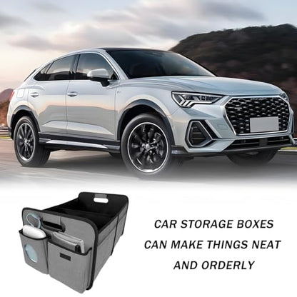 Car Trunk Organizer, Foldable Multi Compartments Vehicle Storage Bin with Pad, Waterproof Sturdy Automotive Cargo Trunk Storage Accessories, Universal for SUV RV Truck
