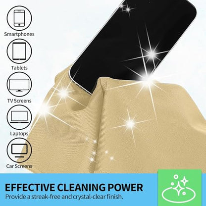 Microfiber Cleaning Cloth - 6 Pack Glasses Cleaning Cloth, 16" x 14" Window Cleaning Rags, Streak Free Lint Free Polishing Cloths Wipes for Eye Glass, Stainless Steel, Windshield, Beige - color: Beige, size: 6 Pk-16" X 14"