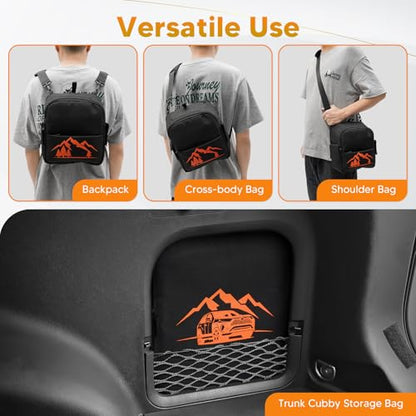 Powerty Upgrade Toyota RAV4 Trunk Organizer, RAV4 Cargo Organizer Cargo Storage Bag for 2019-2025 Toyota RAV4 Accessories Orange