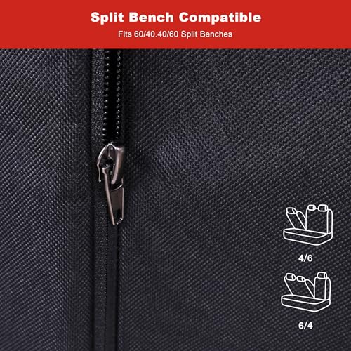 Flying Banner AquaShield Rear Bench car seat Covers Waterproof Water Resistant arm Rest Shoulder Seatbelt Compatible Truck Protectors Universal Non Slip (Black Black, Bench Cover Large Size) - color: Black Black, size: Rear Bench Large