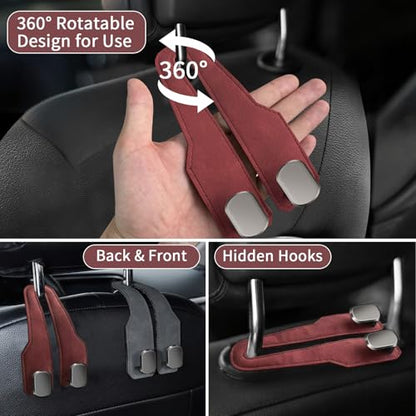 Car Seat Headrest Hooks for Purses and Bags, 4 Pack Bag Purse Holder for Car With Double Metal Hooks, Car Purse Hanger, Headrest Back Seat Handbags Hook Cute Hanging Accessories, hot pink - color: Hot Pink 4pcs