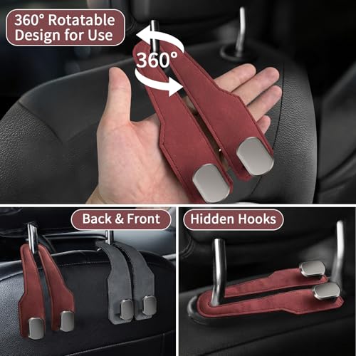 Car Seat Headrest Hooks for Purses and Bags, 4 Pack Bag Purse Holder for Car With Double Metal Hooks, Car Purse Hanger, Headrest Back Seat Handbags Hook Cute Hanging Accessories, hot pink - color: Hot Pink 4pcs